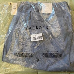 Talbots Light Blue Linen-Blend capris